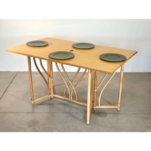 Wood Console Table in Wood and Bamboo from IG, 1970s For Sale - Image 7 of 16