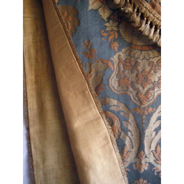 Mid 19th Century French Napoleon Silk Brocade Bleu Curtains Set For Sale - Image 12 of 12