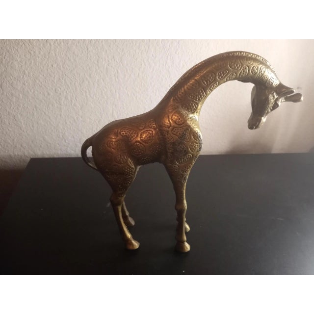 Gold 1970s Solid Hammered Brass Giraffe Figurine For Sale - Image 8 of 8
