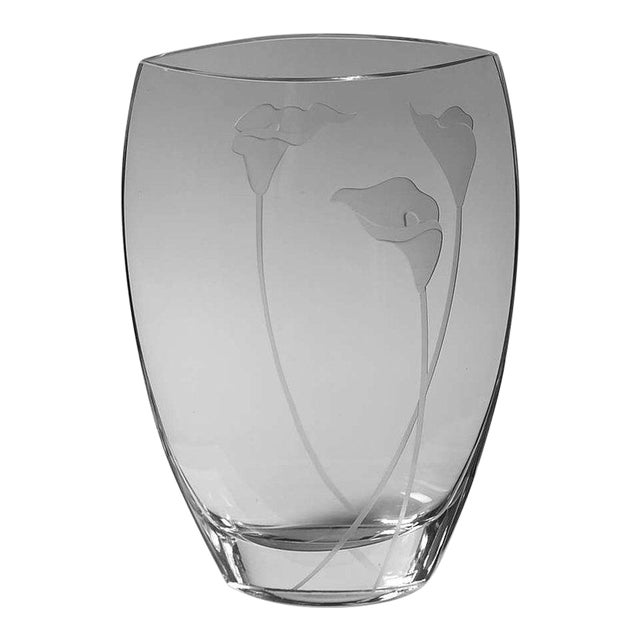 Mikasa Calla Lily Ellipse Etched Crystal Pocket Vase, Poland Chairish