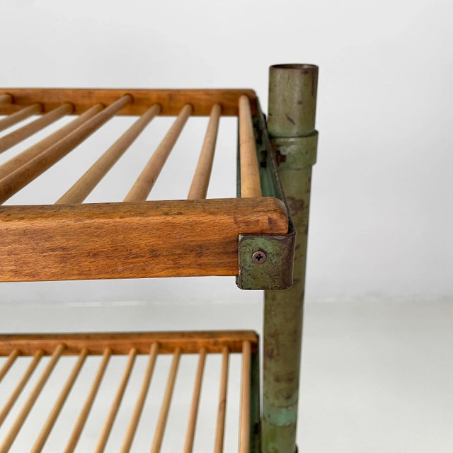 Industrial Italian Cart in Wood and Green Metal, 1920s For Sale - Image 4 of 17