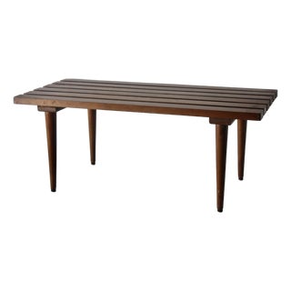 George Nelson Style Vintage Mid-Century Slat Bench Coffee Table For Sale