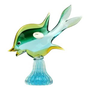 Mid 20th Century Hand Blown Murano Venetian Art Glass Fish on Base Figurine