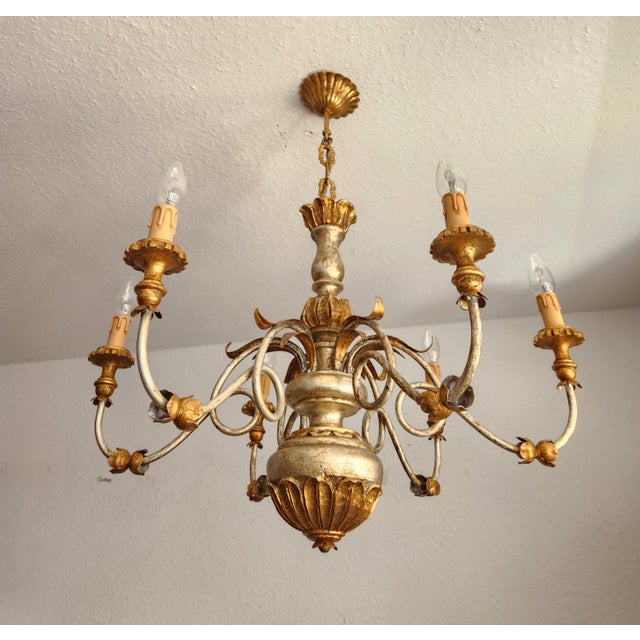 Ornamental & Decorative Materials Large Vintage Italian Baroque Hand-Carved Chandelier, 1930s For Sale - Image 7 of 18