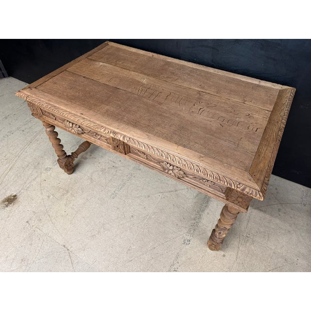 French Bleached Oak Writing Desk, 1860 For Sale - Image 15 of 16