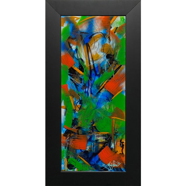 Mark Lewis Original Abstract: "Vibrant Velocity" – Hand-Painted Acrylic on Glass For Sale