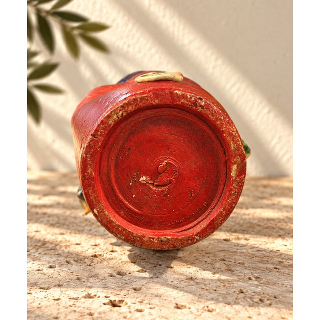 Brick Red Meiji Period Ishiguro Koko Signed Sumida Gawa Japanese Figural Vase, C. 1890–1910 For Sale - Image 8 of 11