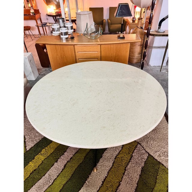 Dining Table with Light Marble Top, 1970s For Sale - Image 4 of 7