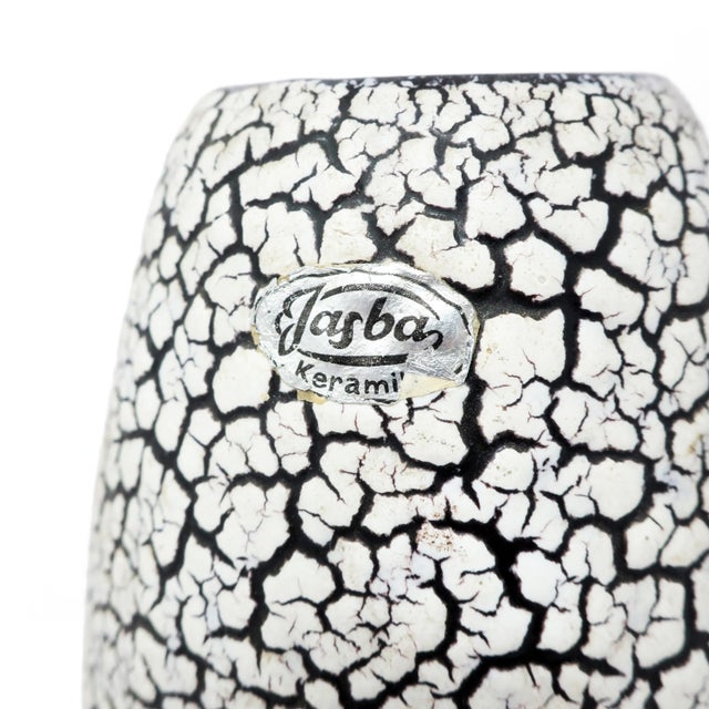 1970s Black and White Craquele Ceramic Vase by Jasba Keramik For Sale In New York - Image 6 of 7
