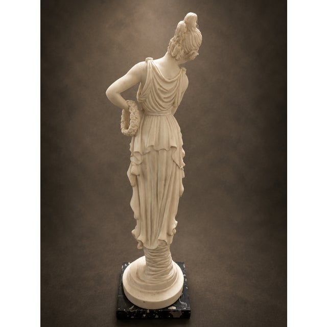 Neoclassical Vintage Neoclassical Maiden Sculpture on Black Marble Base For Sale - Image 3 of 6