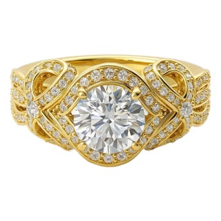 1.5 Ct Moissanite 14k Gold Engagement Ring, Size 7 For Sale