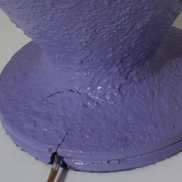 Sculptural Textured Lavender Plaster Lamps with Faux Bois Shades - a Pair For Sale - Image 9 of 9