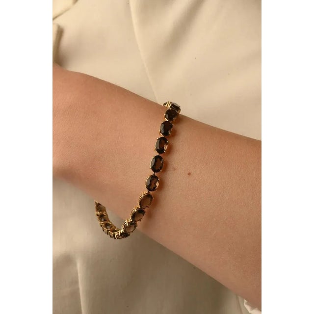 Mid-Century Modern 18.47Carat Smoky Quartz Tennis Bracelet in 14k Solid Yellow Gold by VRJewels For Sale - Image 3 of 12