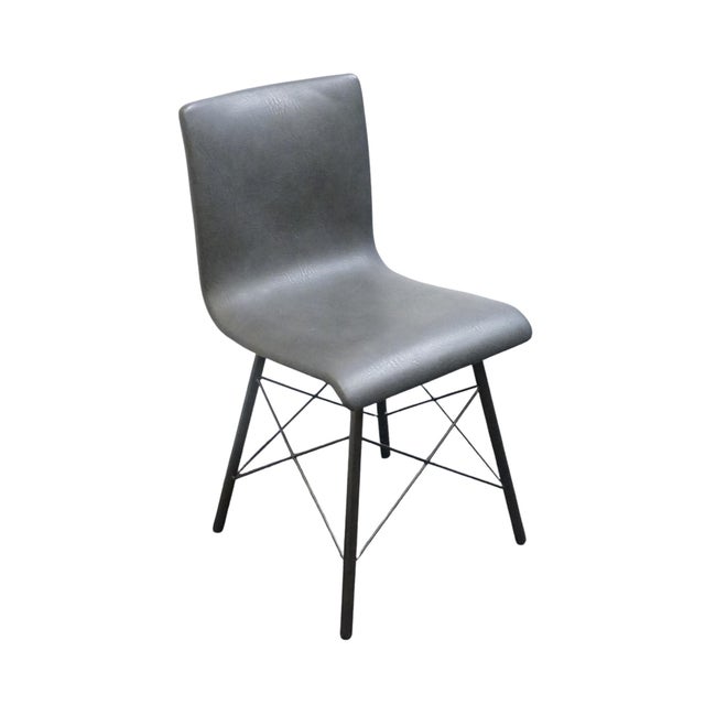 FOUR HANDS FURNITURE Irondale Collection Industrial Modern Style Gray Leather Diaw Dining Chair w. Metal X-Spanned Legs...
