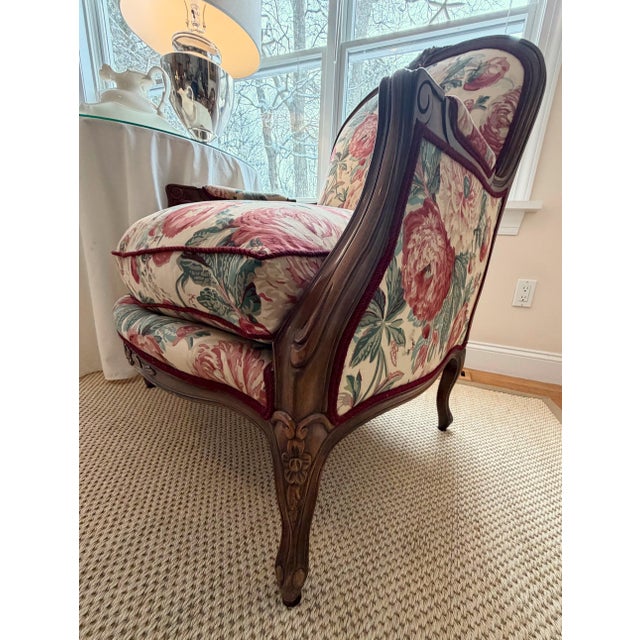 1990s Custom Marquise Bergere Chair Upholstered in Heritage Floral Brunschwig & Fils For Sale - Image 5 of 18
