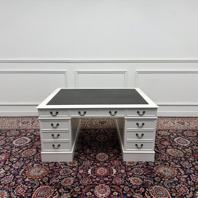 English Classic White Partner Desk For Sale - Image 5 of 18