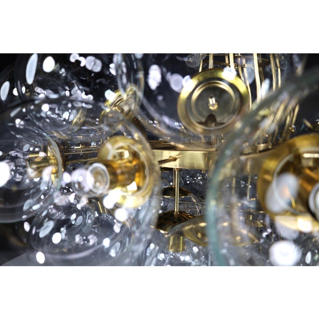 Grande Hotel Chandelier with Brass Fixture and Hand-Blown Glass Globes, 1960s For Sale - Image 11 of 18