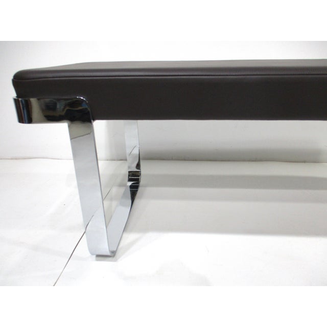 Pace Styled Chrome and Leather Bench by Tri Mark For Sale In Cincinnati - Image 6 of 9