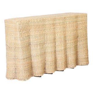 Drapery Flat Back Woven Console For Sale