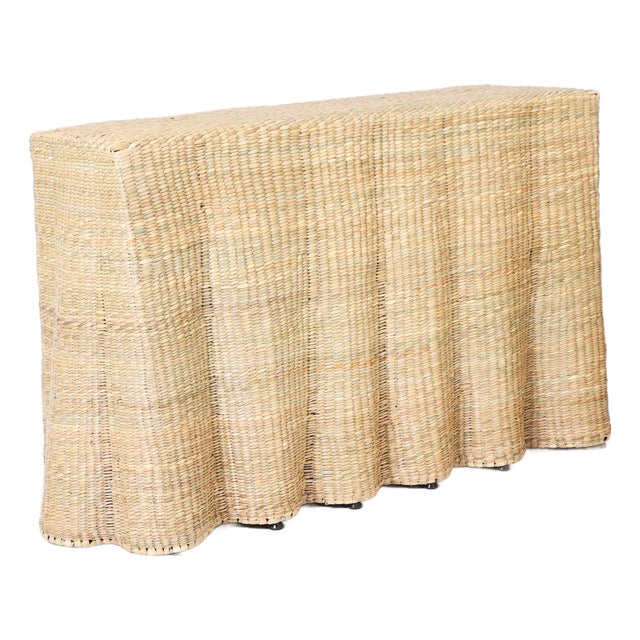 Drapery Flat Back Woven Console For Sale