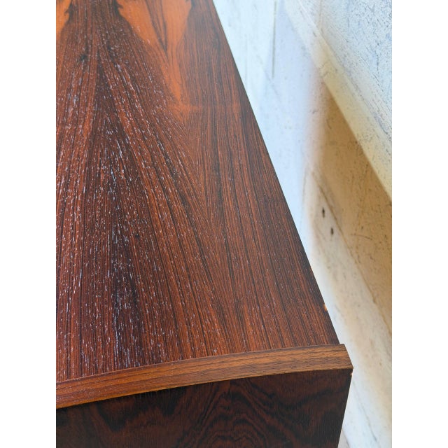 Small Rosewood 3-Drawer Dresser With Sculpted Handle Pulls Danish Mid-Century Modern 1960s For Sale - Image 9 of 11
