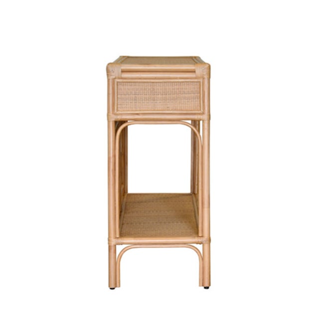 Worlds Away Matthew Izzo Home Gideon Natural Rattan Two Drawer Console For Sale - Image 4 of 10