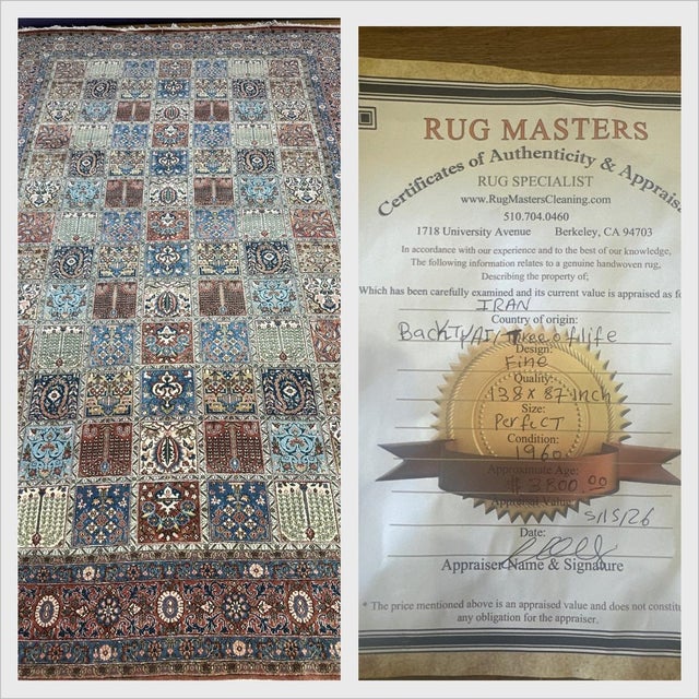 7ft 1in × 11ft 7in Iranian Bakhtiari Tree of Life Hand Woven Area Rug, Circa 1960's For Sale - Image 13 of 13
