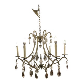 Dennis & Leen Iron + Crystal 6 Light Chandelier For Sale