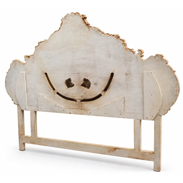 1970s Italian Antique Rococo Baroque Queen Size Headboard and Foot Board For Sale - Image 16 of 17