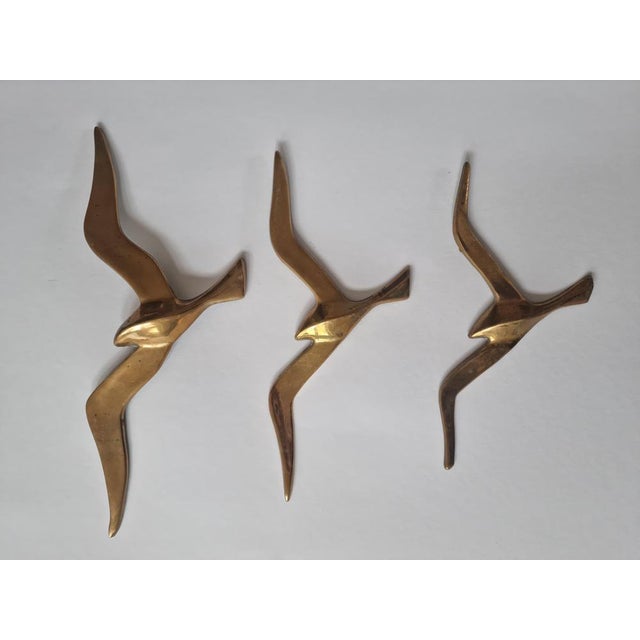 Brass Wall Decor Sculptures of Seagulls, Austria, 1963, Set of 3 For Sale - Image 3 of 14