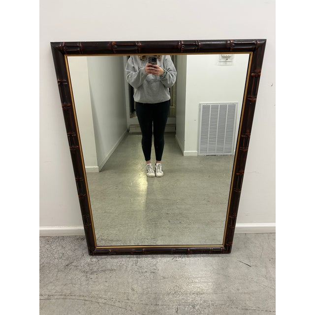 Late 20th Century Extra Large Bamboo Wall Mirror Framed by O’Karma Jones Co. In Atlanta, Ga For Sale - Image 4 of 8