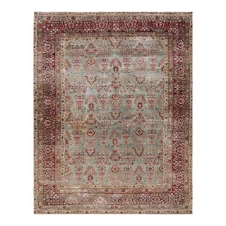 Beautiful Sky Blue Background Color With Floral Design in a Kirman Sytle Antique Persian Rug For Sale