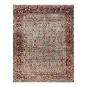 Beautiful Sky Blue Background Color With Floral Design in a Kirman Sytle Antique Persian Rug