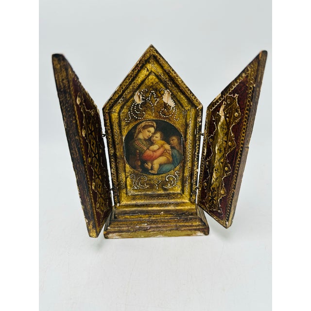 Paint Small Italian Triptych For Sale - Image 7 of 8