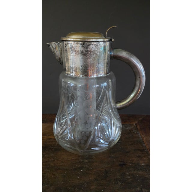 Mid 20th Century Cut Crystal and Silverplate Ice-Tube Beverage Pitcher For Sale - Image 14 of 18