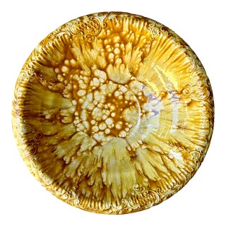 1970s Marbled Glaze Ceramic Large Pottery Bowl For Sale