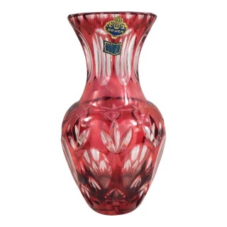 Beyer Pink Cut to Clear Vase For Sale