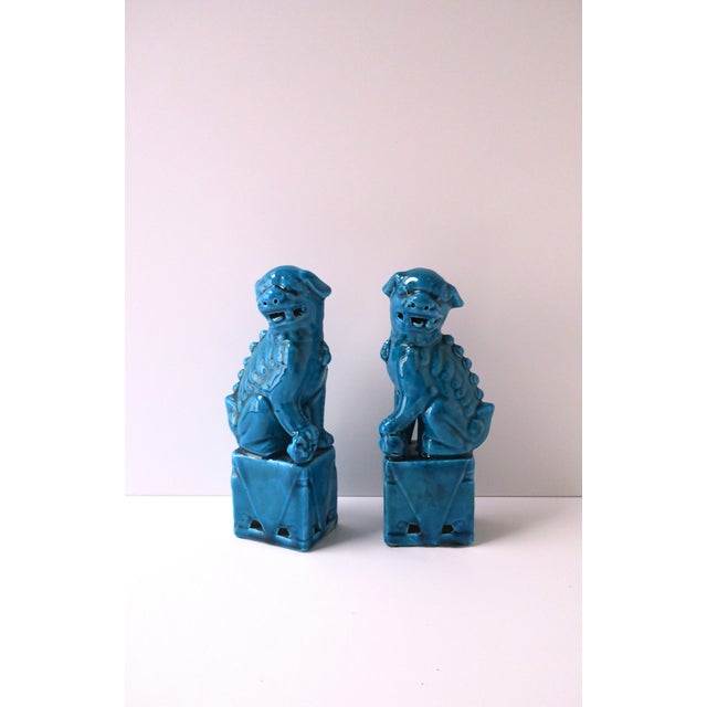 Blue Lion Foo Dogs Decorative Objects, Pair For Sale In New York - Image 6 of 11
