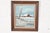 A beautiful original oil painting on canvas of a rural winter scene with a barn in carved wood frame Signed by artist:...