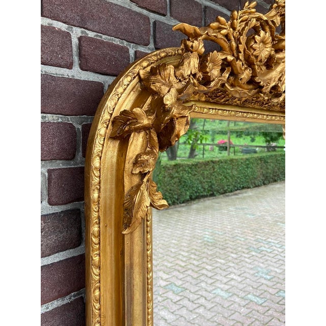 Gold Late 20th Century Louis XVI Gold Floor Mirrors - Pair, French Wood For Sale - Image 8 of 12