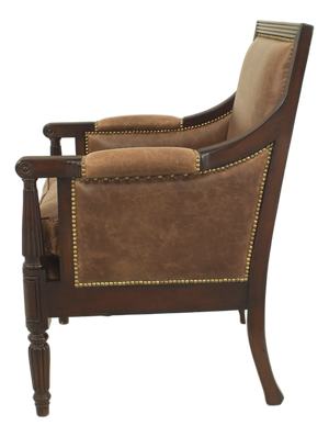 Late 20th Century Sheraton Style Mahogany & Leather Library Armchair