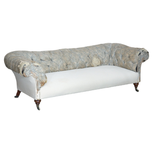 Antique Victorian Chesterfield Sofa with Ticking Fabric from Howard & Sons