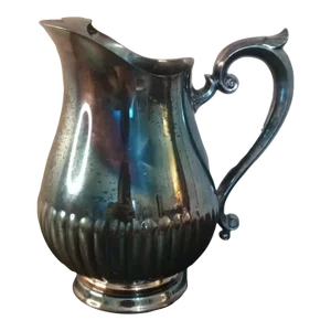 1960s Godinger Silverplate With Oil Spill Patina Ornate Pitcher
