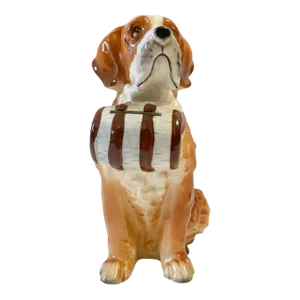 Large Vintage Ceramic and Glazed St. Bernard Dog Bank