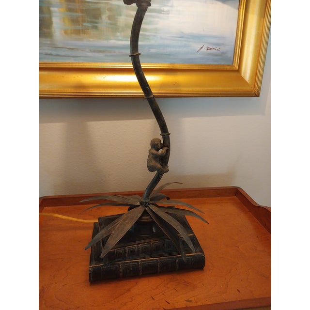 1980s Maitland Smith Style Monkey on Palm Lamps For Sale In Tampa - Image 6 of 7