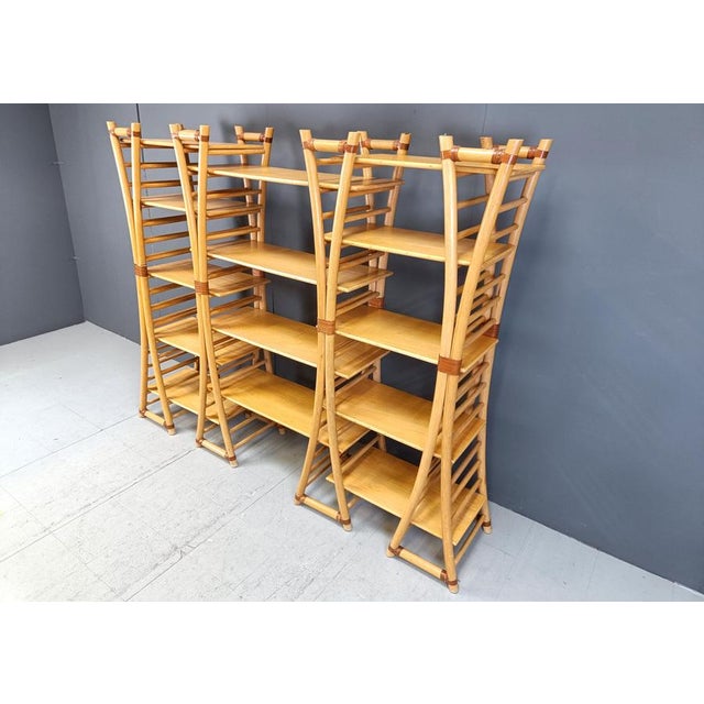Wood Vintage Bamboo Wall Unit, 1970s For Sale - Image 7 of 11