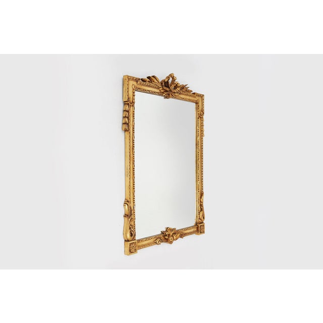 Mid-Century Modern Baroque Gilt Carved Wooden Wall Mirror, Belgium 1950s For Sale - Image 3 of 13