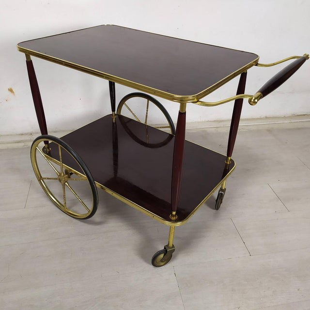 Vintage Brass Service Trolley, 1950s For Sale - Image 4 of 18