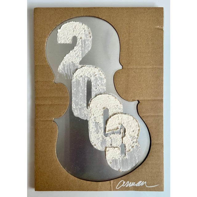 Arman, Violin Concerto Hand Signed Mixed media Arman Assemblage Collage New Years Card, 2003 For Sale