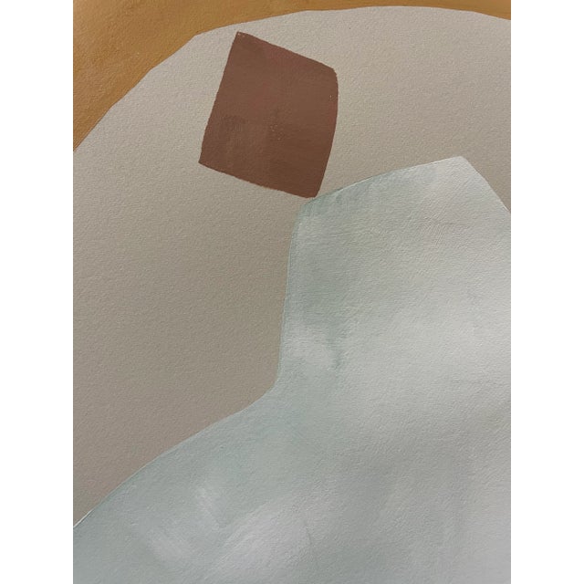 Contemporary abstract minimalist painting on French hand crafted cotton paper. Framed in gold frame Each work from R.K....